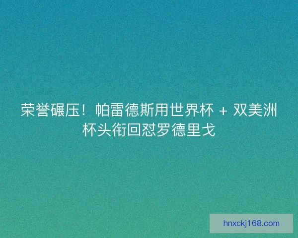荣誉碾压！帕雷德斯用世界杯 + 双美洲杯头衔回怼罗德里戈